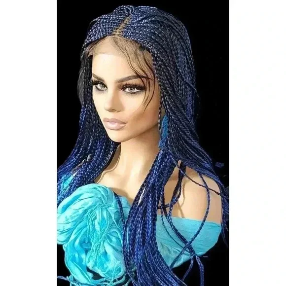 Blue Braided wig 100% handmade, ombre wig, NWT exotic colors absolutely gorgeous - Picture 2 of 15